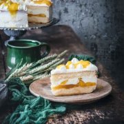 Buttermilch Kokos-Mango Torte Buttermilk Coconut Mango cake Wenn man, wie ich, den Sommer nicht erwarten kann…dann backt man sich eben eine Sahnetorte mit Mango, Maracuja und Kokos. Und Buttermilch. Was das Beste an diesem Kuchen ist? Er schmeckt fantastisch, gelingt ziemlich leicht und ist auch noch hübsch. Ich habe das Gefühl, dass so viele hübsche Kuchen trocken und geschmacklos sind, aber dieser Kuchen ist alles andere als ... er ist feucht, luftig und irgendwie sonnig. 3 Eier 220 g Zucker 3 Pck. Vanillezucker 1 Prise Salz 125 g Mehl ½ TL Backpulver 300 ml Buttermilch 1 Pck. Tortenguss klar 350 ml Maracuja-Nektar 6 Blatt Gelatine 1000 ml Sahne 3 Pck. Sahnesteif 5 TL Kokosraspeln 3 Dosen Mango (je ca. 425 g) Backofen auf Umluft 150 Grad vorheizen und eine Springform 26 cm mit Backpapier auslegen Eier trennen und das Eiweiß mit 125 g Zucker, 1 Pck. Vanillezucker und Salz steif schlagen Eigelbe einzeln unterrühren Mehl und Backpulver auf die Eiermasse sieben und unterheben 50 ml Buttermilch unterheben Teig in die Form geben und 15-20 Minuten goldbraun backen Aus der Form lösen und auskühlen und waagerecht halbieren Um den unteren Boden einen Tortenring legen Den Inhalt einer Dose Mango würfeln Tortenguss, 20 g Zucker, 250 ml Maracuja-Nektar und die Mangowürfel aufkochen Guss auf den unteren Teigboden verteilen, dabei einen kleinen Rand frei lassen Gelatine einweichen Inhalt einer Dose Mango würfeln und zusammen mit dem restlichen Nektar aufkochen lassen Vom Herd nehmen, Gelatine ausdrücken und unterrühren Restliche Buttermilch und restlichen Zucker unterrühren 2 TL Kokosraspeln unterrühren 400 ml Sahne steif schlagen und unterheben Creme auf den Tortenboden geben und oberen Boden aufsetzen, leicht andrücken und mindestens 3 Stunden kalt stellen Restliche Sahne mit Sahnesteif und restlichen Vanillezucker steif schlagen Torte aus dem Ring lösen und mit der Sahne einstreichen Restliche Sahne in einen Spritzbeutel mit Sterntülle füllen und kleine Tuffs auf die Torte spritzen Restliche Mango pürieren und Mangopüree auf die Torte geben und die restlichen Kokosraspeln darüberstreuen