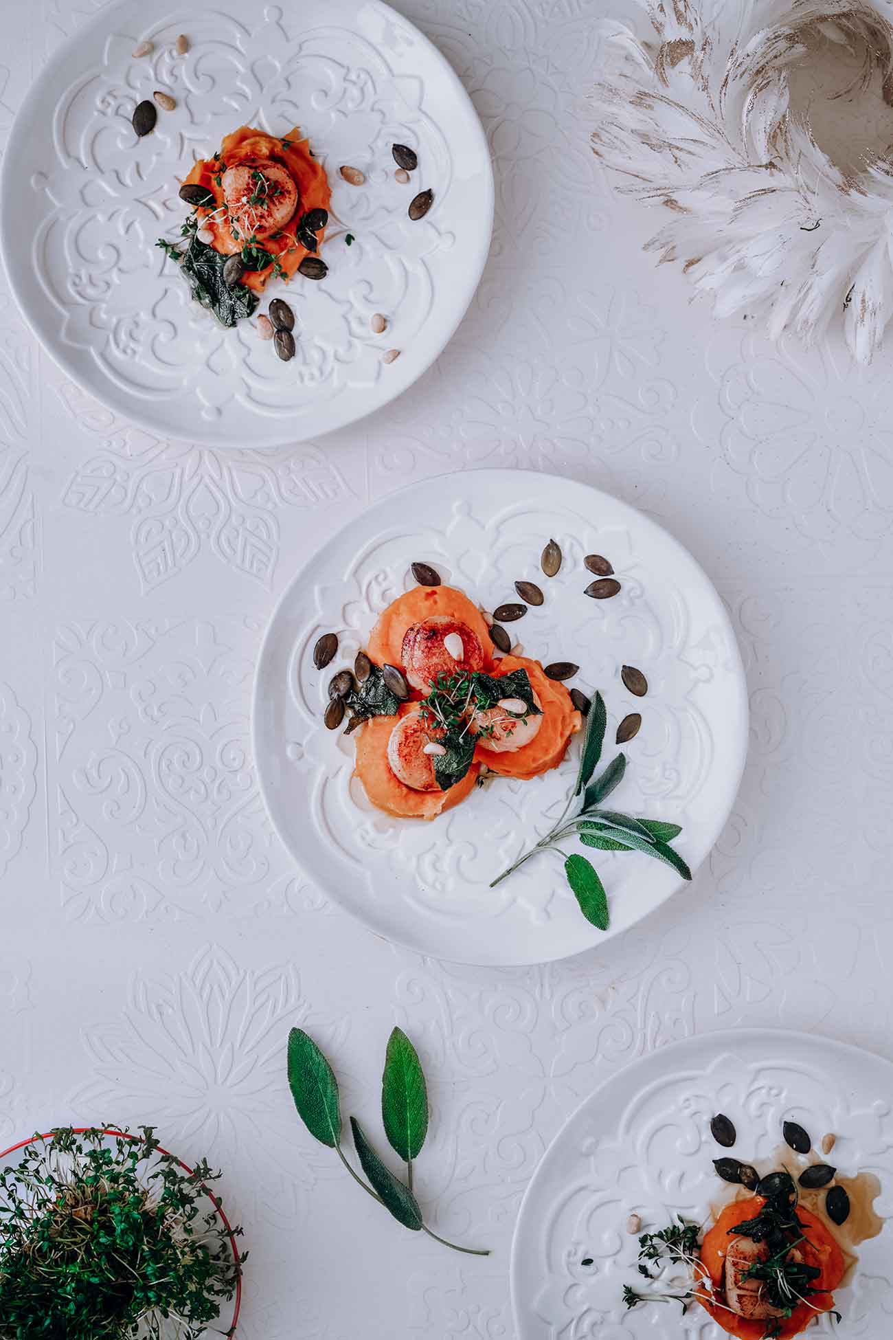 Kürbispüree mit Scallops und Salbeibutter - Patrick Rosenthal