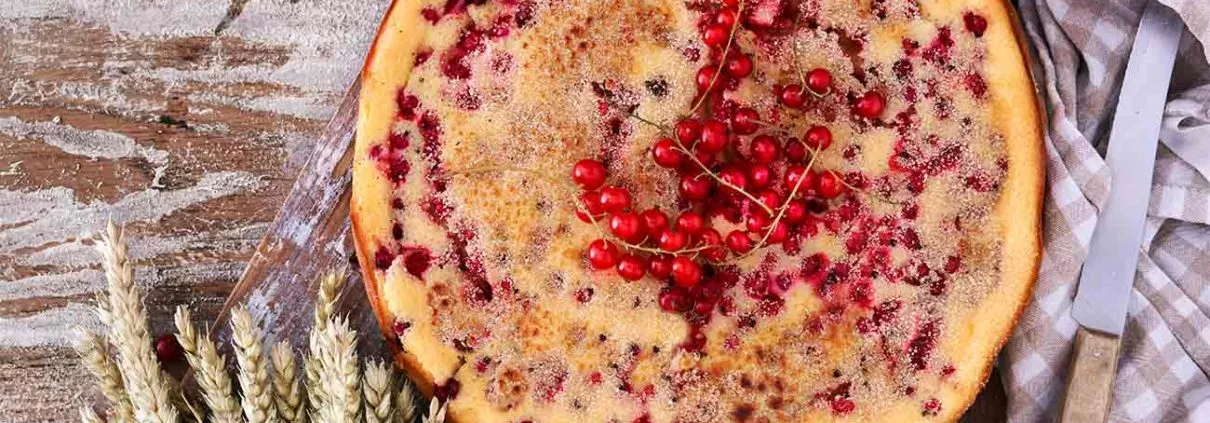 Oh wie lecker. Da ist zunächst der Tortenboden aus Butterkeksen. Den liebe ich einfach. Dann gibt es eine feine Sahne-Vanillecreme und saftige Johannisbeeren. Dann zum besten Teil des Kuchens. Eine karamellisierte Zuckerschicht. Es ist einfach ein verdammt guter Kuchen.