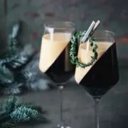 Das ist nun wirklich ein schnell gemachtes Dessert und auch noch super easy hergestellt. Und schick sieht es auch noch aus, oder? Und alle mögen Glühwein zum Löffeln mit etwas Vanillesoße. Ich habe für meinen selbstgemachten Glühwein einen sehr dunkelroten Glühwein genommen, so dass auf den Fotos leider der Rotton nicht mehr so schön zu sehen ist. Du kannst natürlich auch fertig gekauften Glühwein nehmen, der ist meist etwas heller im Glas.