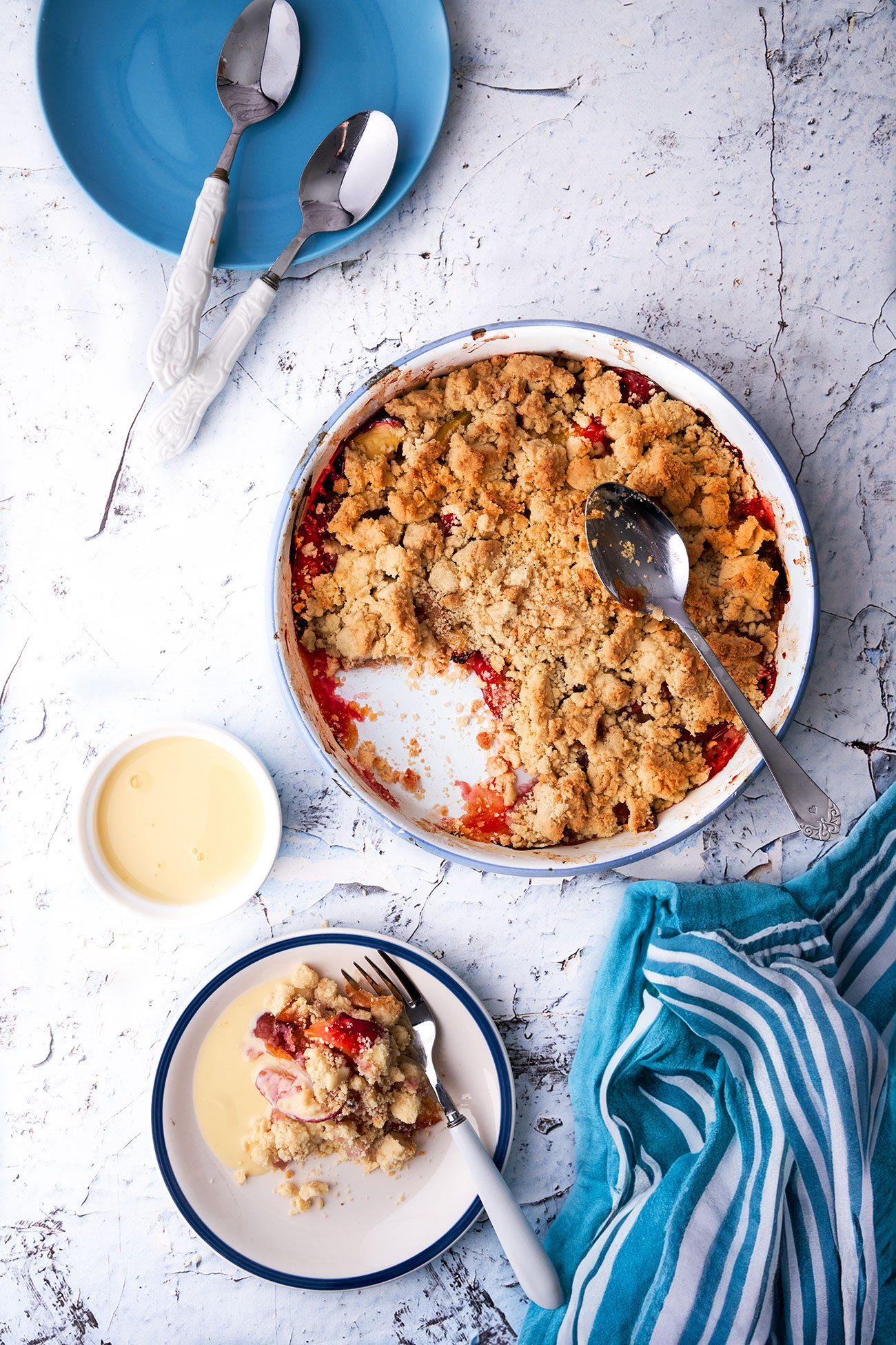 Vanille Nektarinen-Crumble mit Vanille-Mandelsoße - Patrick Rosenthal