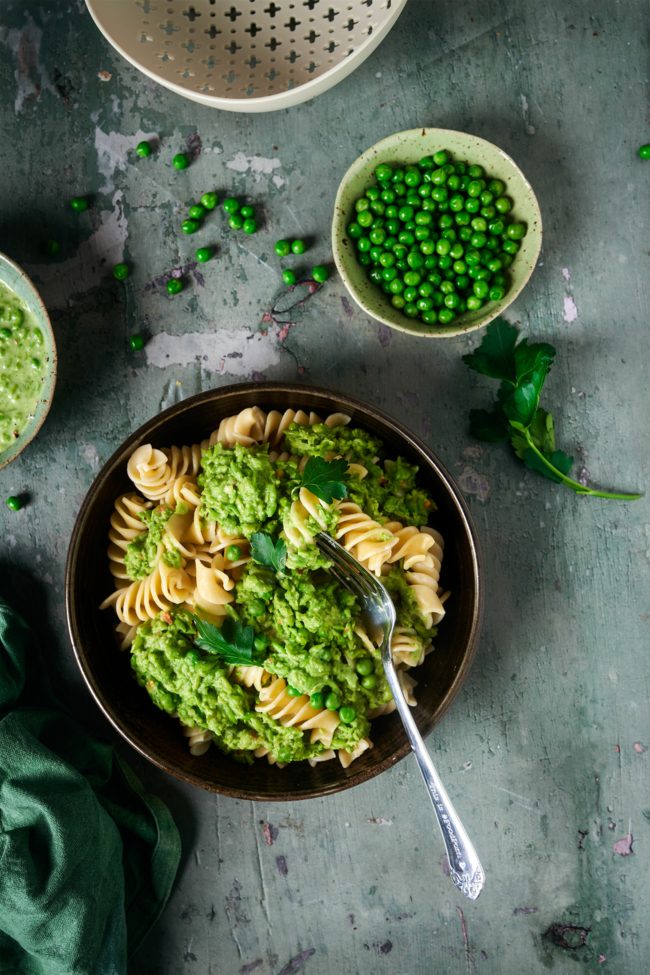 Pasta mit Erbsensoße - schnelles Gericht