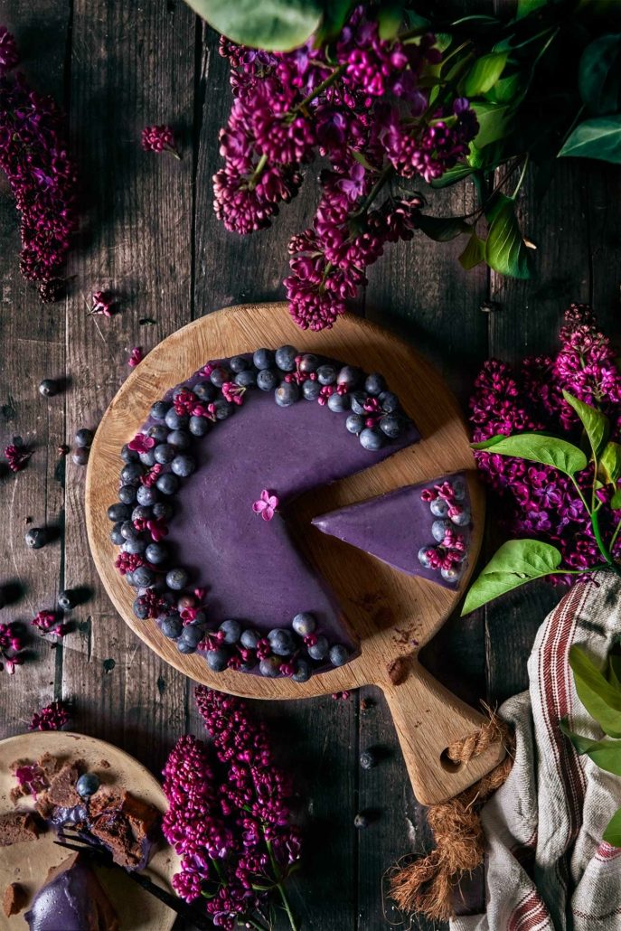 Browniekuchen mit Blaubeer Ganache