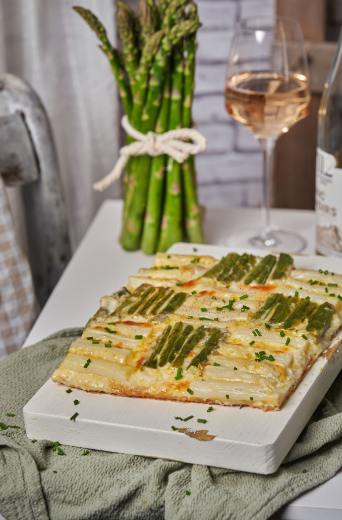 Schachbrett Spargel-Pizza