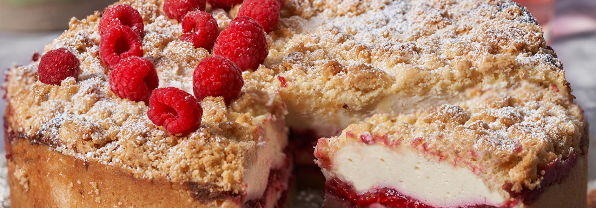 Himbeer-Käsekuchen mit Streuseln
