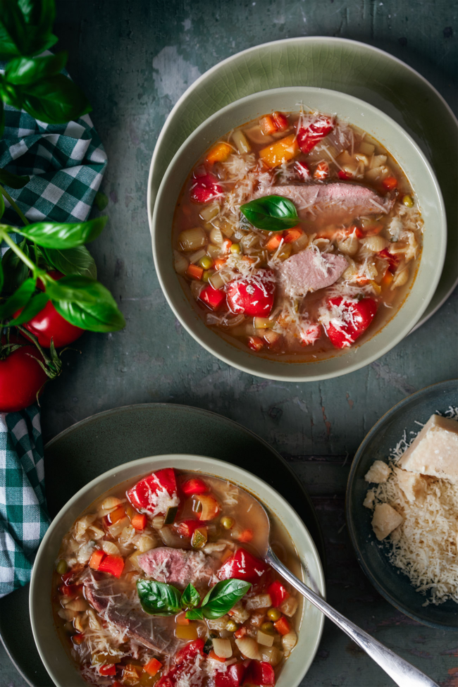 Minestrone mit Barbarie-Ente