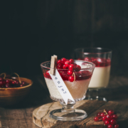 Weiße Schokolade Panna Cotta mit Johannisbeer Sauce