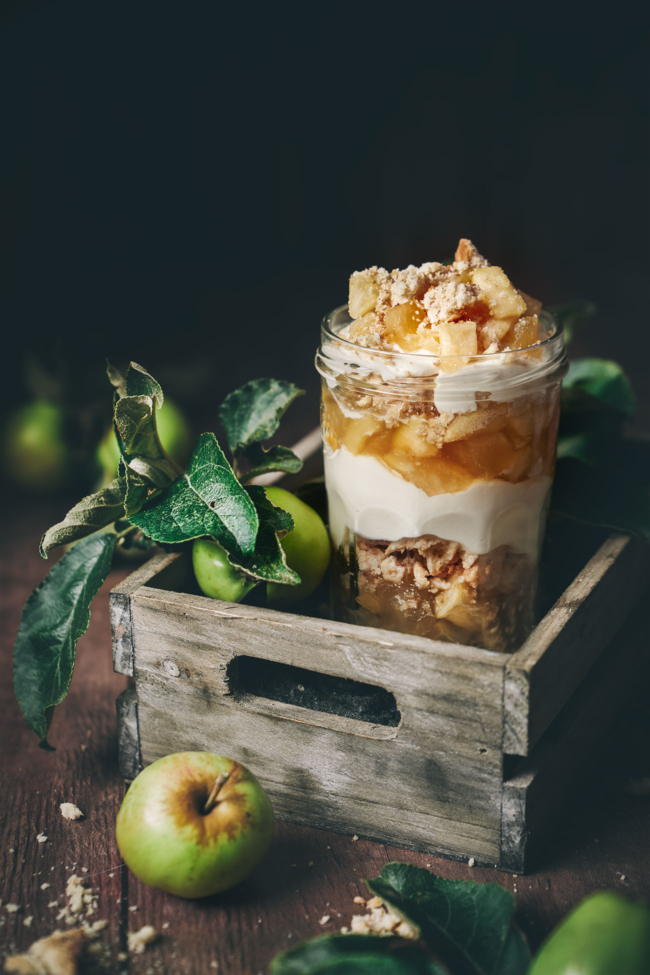 Apfel Crumble im Glas
