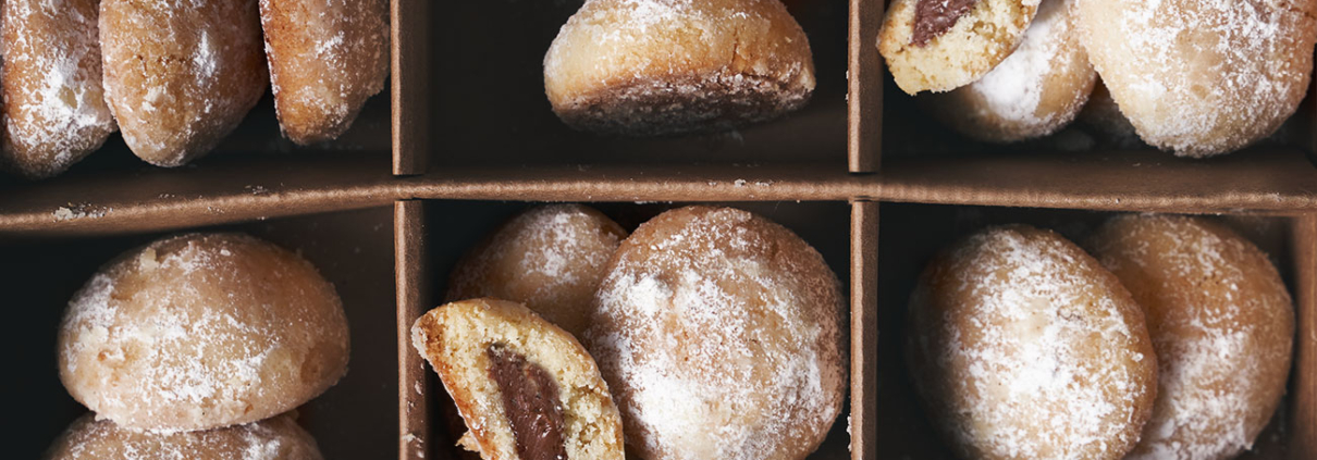 Vanillekipferl-Busserl mit Nougatkern