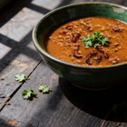 Rustikale Linsensuppe mit Parmesan