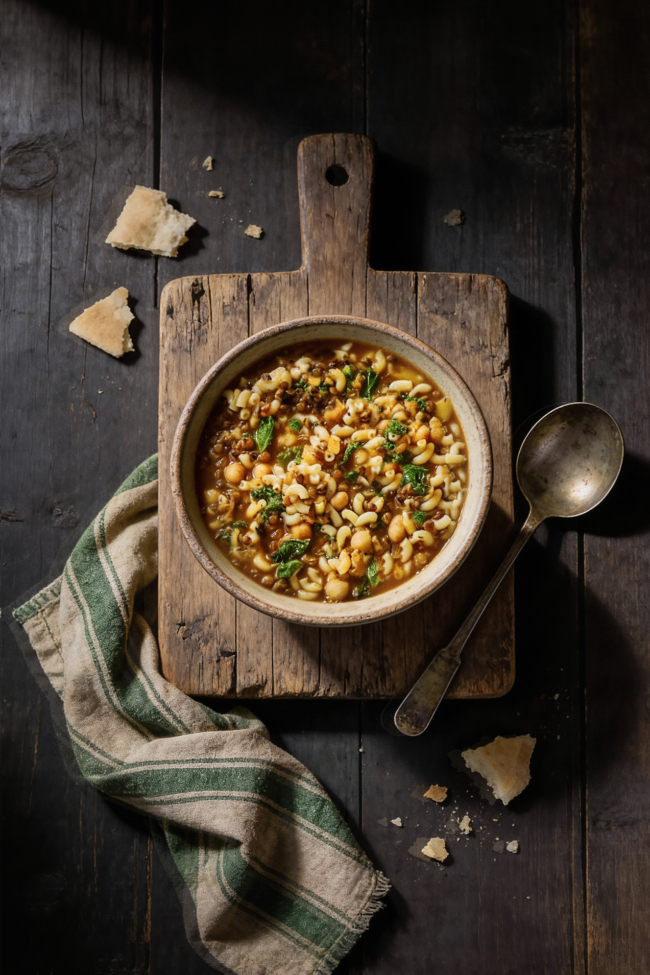 Kichererbsen-Pasta Kokos-Eintopf