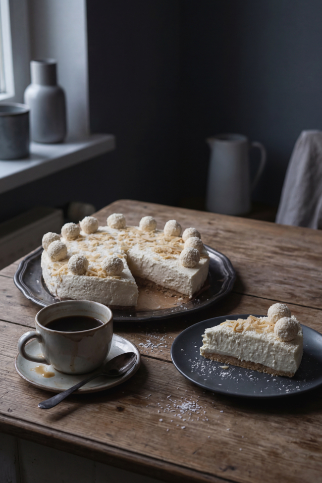 Cremiger Raffaello Cheesecake ohne Backen