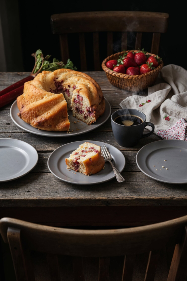 Erdbeer-Rhabarber-Gugelhupf