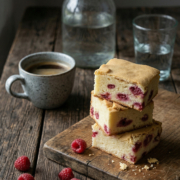 Weiße Schokoladen-Himbeer-Schnitten