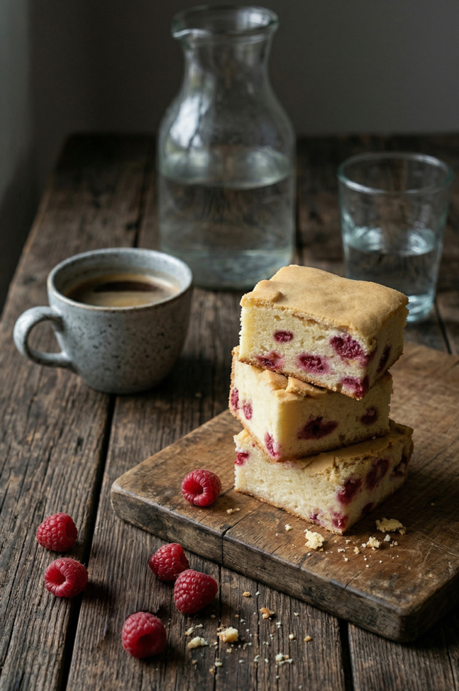Weiße Schokoladen-Himbeer-Schnitten