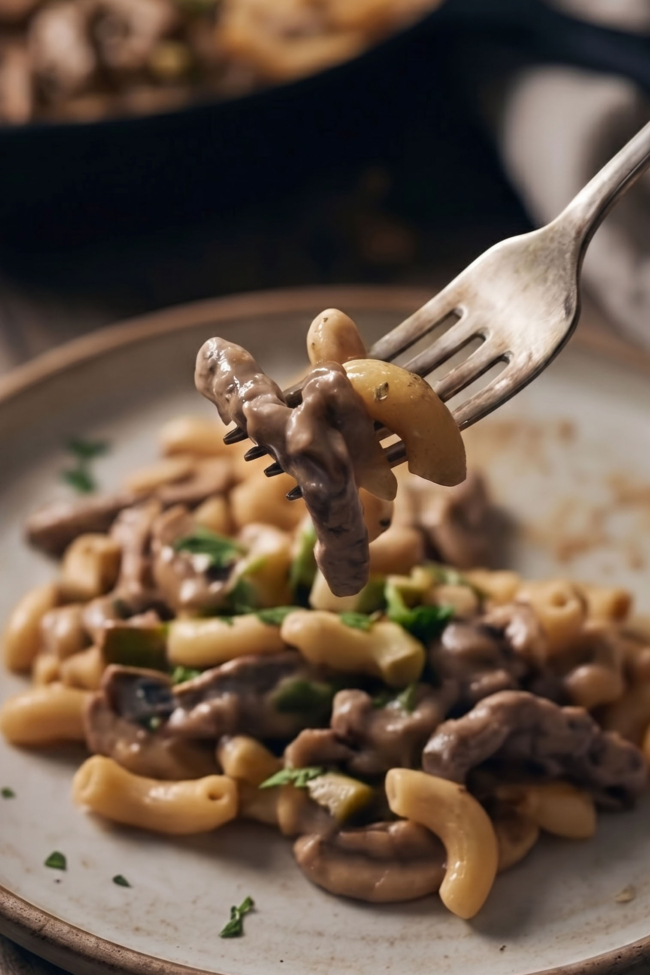 Boeuf Stroganoff mit Nudeln