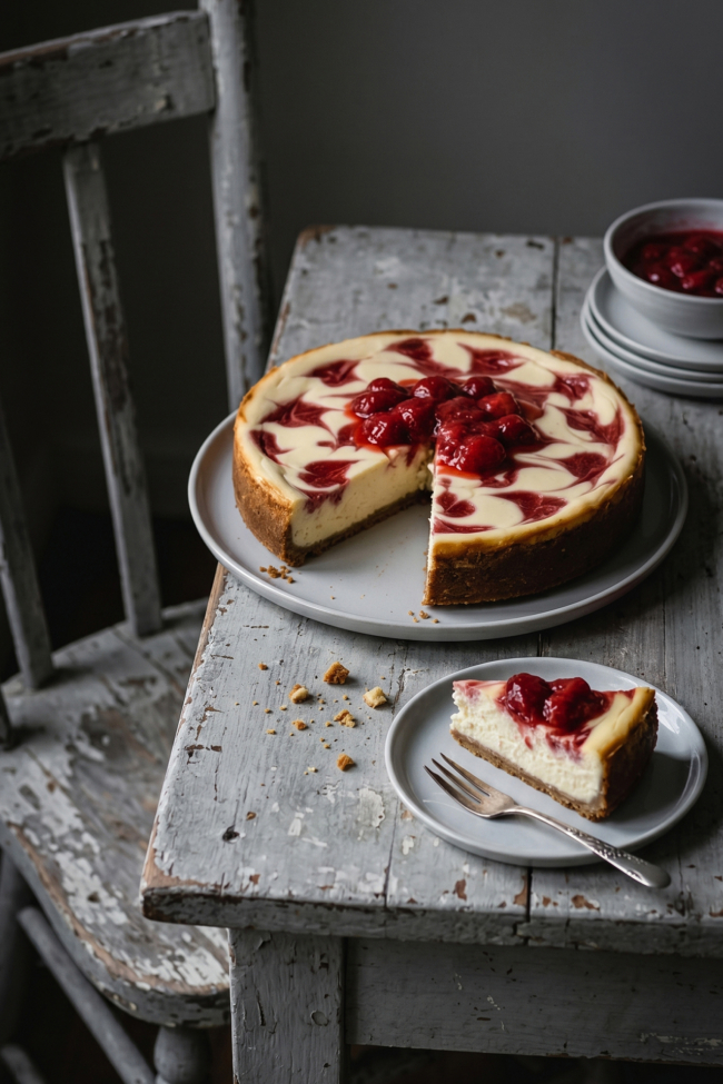Erdbeer Swirl Cheesecake