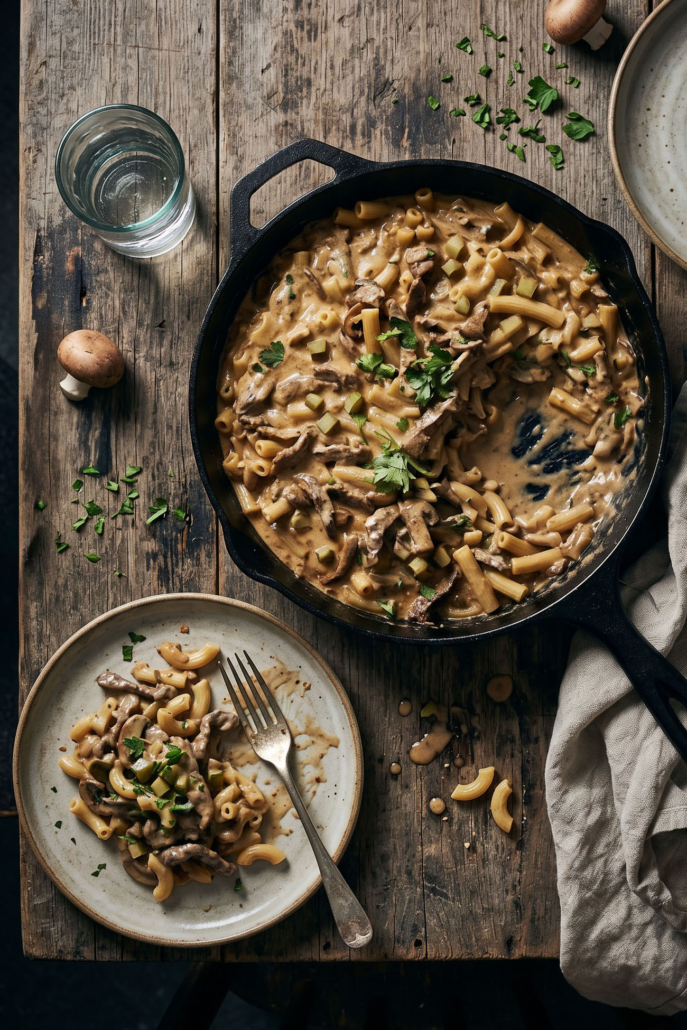 Boeuf Stroganoff mit Nudeln